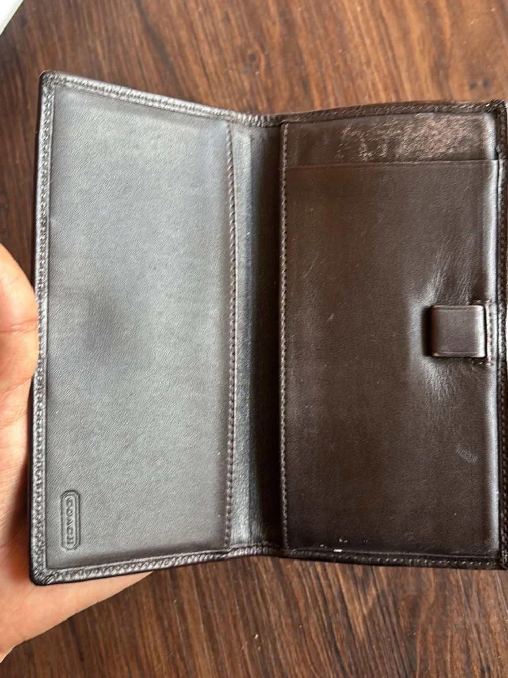 Coach Brown Signature Canvas Checkbook/Long Card Wallet